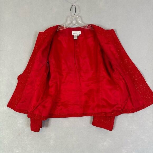 Vintage Adrianna Papell Blazer Jacket Women's Size 14 Red Beaded Holiday Mature - Picture 11 of 14